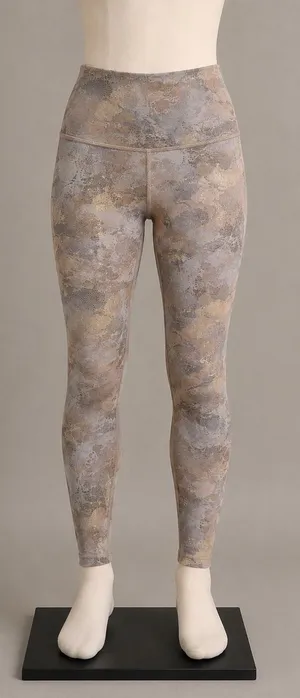 Athleta Elation Metallic‎ Foil Floral Snake Print Leggings Gold Mauve 7/8 Tights thumbnail 1