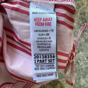 M&S Marks & Spencer Pink Red Striped Cotton Drawstring Pants Wide Leg US 6 thumbnail 6