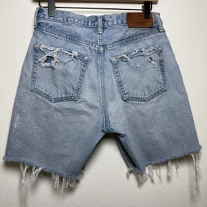 Moussy Vintage Women Cotton Denim‎ Shorts Light Blue Distressed Raw Hem Western thumbnail 8