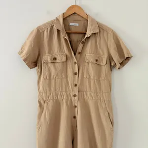 Outerknown S.E.A. Jumpsuit Coverall organic cotton linen blend tan Medium thumbnail 3
