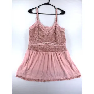 POL Pink Leopard Lace Trim Peplum Camisole Top Women's Size Medium thumbnail 9