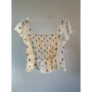 Free People Prairie Field Top Swan Combo NWT Smocked Boho Cottagecore Fairy Sz L thumbnail 6