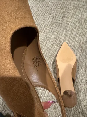 JustFab Mila Pointed Toe Slingback Heels in Camel thumbnail 5