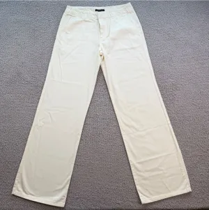 Forever 21 Cream High Rise Straight Leg Trouser Pants Womens Medium NWT thumbnail 1