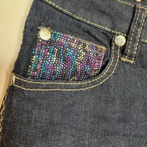 COOGI Rhinestone Embellished Butt Jeans Low Rise Straight‎ Leg Sz 5/6 Y2K Blue thumbnail 5
