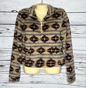 Aeropostale NWT M Aztec Southwestern 1/2 Zip Sherpa Pullover Sweatshirt Jacket thumbnail 2