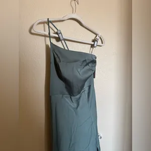 Birdy Grey‎ Kensie Matte Satin One Shoulder Dress Sz XS Sea Glass Bridesmaid NEW thumbnail 4