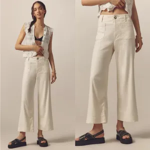 Anthropologie Maeve Colette Wide Leg Cropped Patch Pocket Linen Pants in Size 25 thumbnail 2