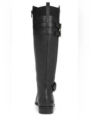 Naturalizer Black Leather Knee High Buckle Boot Size 8.5W Wide Calf thumbnail 4