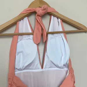 Cupshe Keeping You Accompanied Stripe One-Piece Halter Swimsuit Size M Coral‎ thumbnail 7