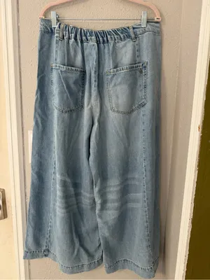 Pilcro High-Rise Crop Wide-Leg Jeans Color: Egg Jelly Fish Wash thumbnail 4
