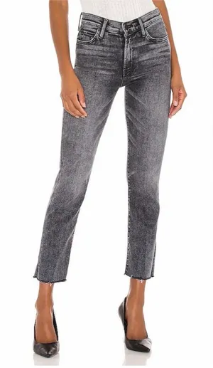 Mother High Waisted Rascal Snippet Ankle Jeans Washed Black thumbnail 1