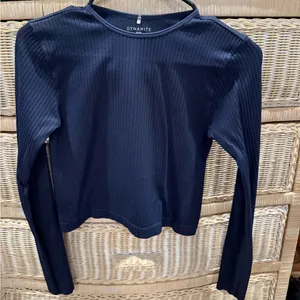 Dynamite Navy Blue Fitted Athletic Long Sleeve Top thumbnail 1