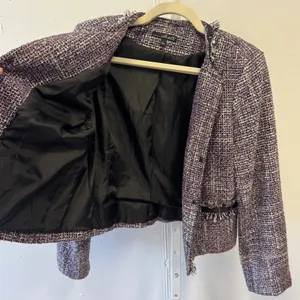 Willi Smith Purple Tweed Fringe Trim Blazer Jacket‎ Style A84175 Women's Large thumbnail 3