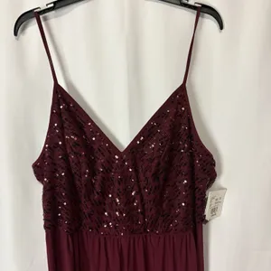 Davids Bridal DB Studio Spaghetti Strap Sequin Bodice Formal Dress Sz 18 Merlot thumbnail 3