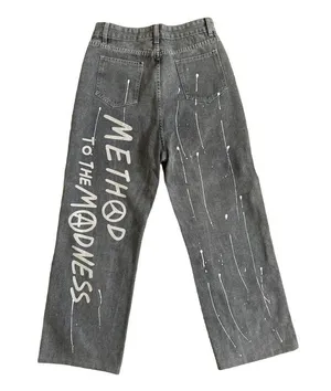 No Brand - Method To The Madness Printed Graffiti Jeans in Gray & White thumbnail 3