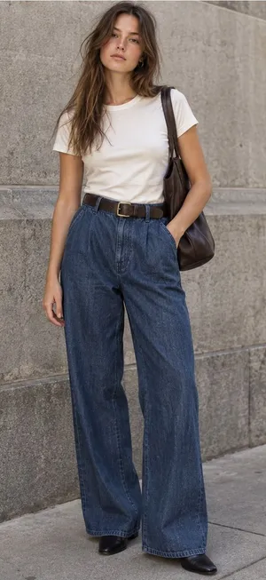 Jenni Kayne High Rise Wide Leg Denim Trouser Jeans 100% Cotton Size 2 thumbnail 1