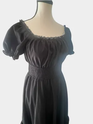 Scarlet Darkness Black Gothic Pirate A-Line Midi Dress Pockets Small thumbnail 4