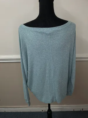 Cyrus Waffle Wave Long Sleeve Blue Blouse Size Large thumbnail 3