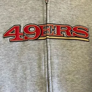 Authentic NFL 49ers Gray Long Sleeves Unisex Hoodie Sweatshirt SZ L #1246 thumbnail 9