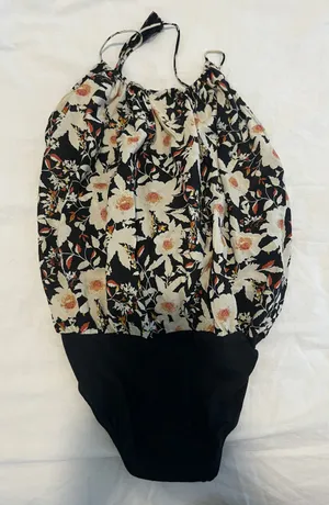 Free People Black Floral Bodysuit thumbnail 1