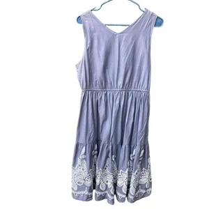 Overdrive size L pompom neckline sundress elastic waist trumploy embroidered hem thumbnail 2