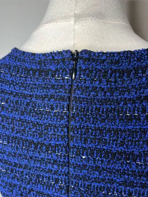 St John Collection Tweed Knit Sleeveless Dress Career Professional in Royal Blue thumbnail 2