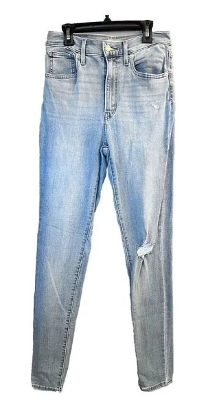 Levi's Mile High Super Skinny Jeans Size 27 Waist Light Wash Blue Stretch‎ Denim thumbnail 1