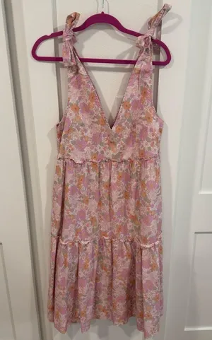 Petal & Pup Floral Pink Ruffled Tiered Sundress thumbnail 1