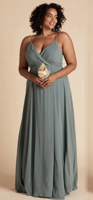 NEW Birdy Grey Kaia Sea Glass Chiffon Maxi Bridesmaid Dress Event Summer L thumbnail 1