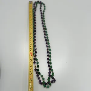Purple Green faceted Bead 2 Necklace Set Layered Boho Statement Gold Tone 34" thumbnail 7