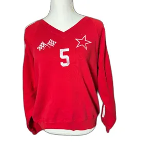 Daydreamer LA 5 Star Raglan Racing V-Neck Sweatshirt Red Size Small NWOT $124 thumbnail 4