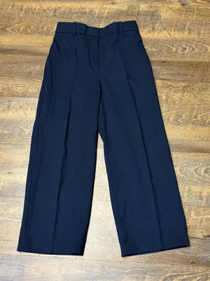 Babaton Agency Pant Wool Blend High Waist Straight Wide Leg Trouser Women 2 Navy thumbnail 1