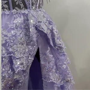 Sherri Hill 55500 Lilac Purple Tiered Ruffle Prom Gown sz 8 thumbnail 4