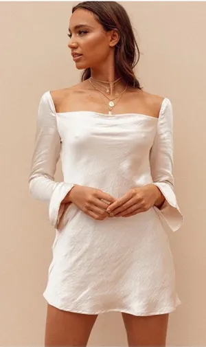 Princess Polly Star Power Mini Dress Champagne Long Sleeve thumbnail 1
