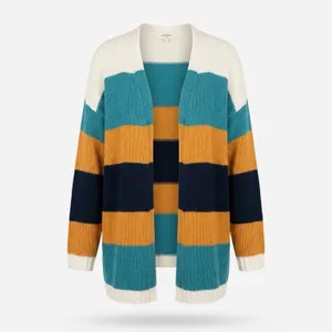 Umgee USA Women Large Striped Chenille Chunky Knit Open Front Cardigan‎ Sweater thumbnail 3