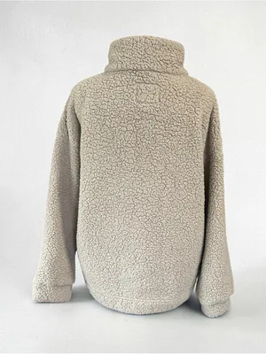 American Eagle Outfitters cream & tan fleece quarter zip pullover thumbnail 5