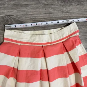 100% Cotton Womens Midi Skirt Size M Pink White Striped Pleated‎ Mod Nautical thumbnail 7