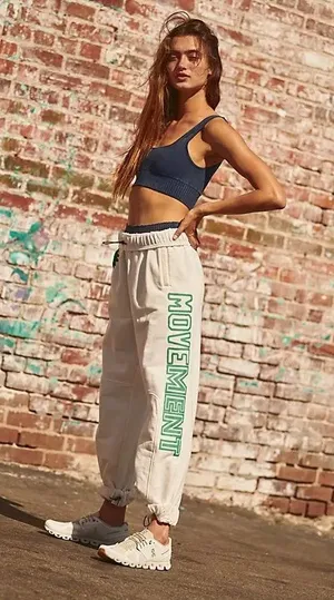 NWOT Free People Movement Post Up Graphic Pants In Wave Rider Combo thumbnail 1