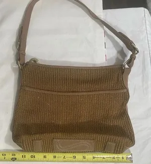 The Sak Brown Woven Straw Shoulder Bag W/ Subtle Gold Glitter Boho Purse thumbnail 1