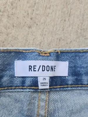 Re/Done Light Blue Distressed Denim Cutoff Shorts thumbnail 2