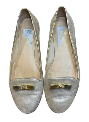 Kate Spade Shoes Womens Size 7.5 Gold Leather Bow Loafer Flats Slip On Casual thumbnail 1