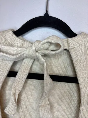 Rue Stiic L Cream Cotton Knit Open Back Tie Back Cropped Top thumbnail 12