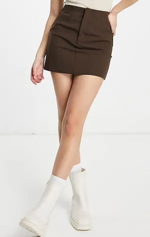 Pull & Bear Brown 70s Mini Pencil Skirt thumbnail 1