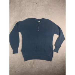 American Eagle Women's Blue Knit Henley Small Oversized thumbnail 2