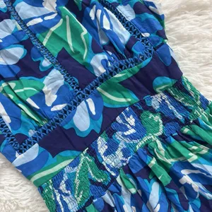 Abel the Label Blue Floral Maxi Dress Size Medium Halter Neck Open Back Tropical thumbnail 6