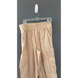 Aerie Tan Khaki Wide Leg Cargo Pants‎ High Rise Elastic Waist Womens Size Large thumbnail 4