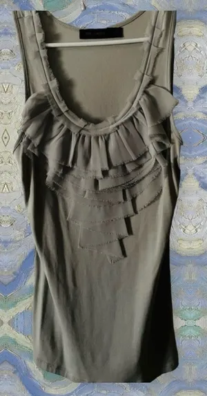 The Limited XS grey ruffle short sleeve cami. Layer under jacket. NWOT thumbnail 1
