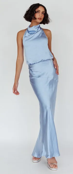 NWT Here Comes the Sun Blue maxi sparkle tie back dress size M AU 10 thumbnail 1