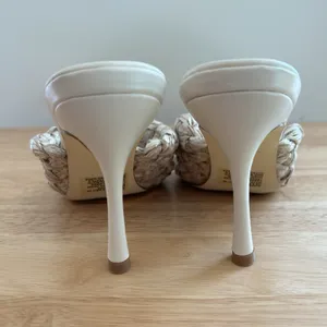 Heeled Mule Woven Summer Justfab Sz 8.5 Tan Neutral Natural Workwear Party thumbnail 5